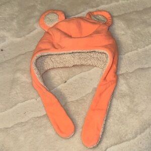 COLUMBIA PEACH FLEECE SHERPA LINED EARS HAT SIZED YOUTH EUC COZY